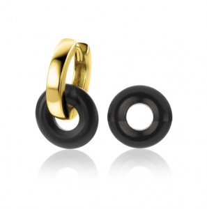 ZINZI zlv. creoolhangers zwart onyx 12 mm rond - 3221495