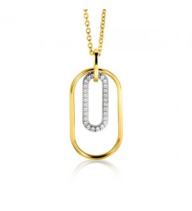 Zinzi zlv. hanger gg.verg. 2 ovaal 1x met zirconia&#39;s - 3221522