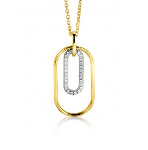 Zinzi zlv. hanger gg.verg. 2 ovaal 1x met zirconia&#39;s - 3221522