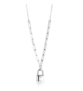 ZINZI zlv. collierpaperclip met slotje hanger - 3221528