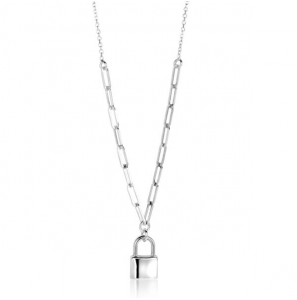 ZINZI zlv. collierpaperclip met slotje hanger - 3221528