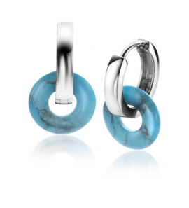 ZINZI zlv. creoolhangers turquoise 12 mm rond - 3221559