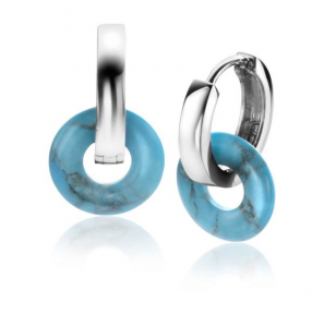 ZINZI zlv. creoolhangers turquoise 12 mm rond - 3221559