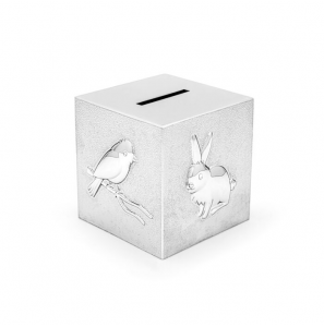 Spaarpot Kubus Huisdieren, zilver kleur - 3221595