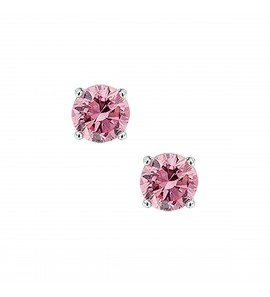 Zilveren oorknop RH met roze zirkonia 6 mm - 3221606