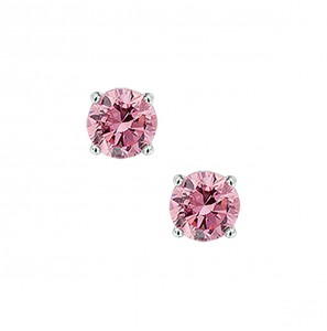 Zilveren oorknop RH met roze zirkonia 6 mm - 3221606