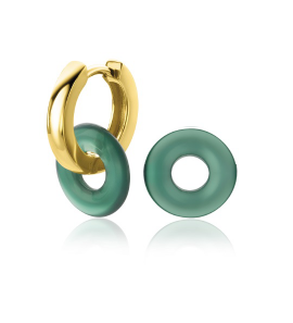 ZINZI zlv. creoolhangers groen agaat12 mm rond - 3221612