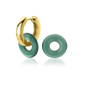 ZINZI zlv. creoolhangers groen agaat12 mm rond - 3221612