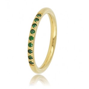My Bendel Picolo ring met groene zironia's goud mt. 19 - 3221687