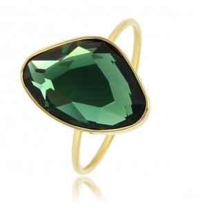 My Bendel Picolo ring met facet steen groen goud mt 19 - 3221726