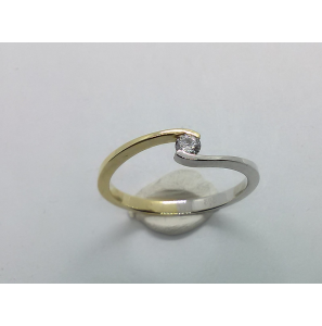 Goud bicolour dames ring slag zirkonia mt. 18 - 3221878
