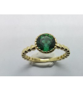 Goud dames ring met groene florid mt. 18 - 3221882