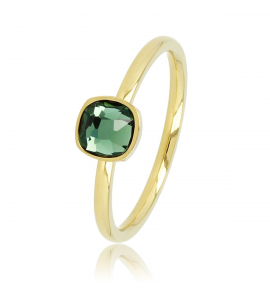 My Bendel Picolo ring met groene steen goud mt. 19 - 3221738