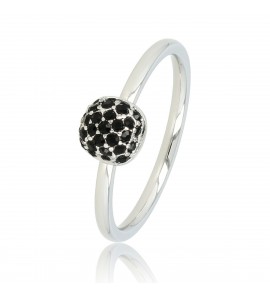 My Bendel Picolo ring met zwarte zirkonia's zilver mt. 17 - 3221744