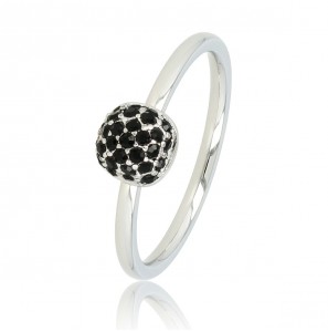 My Bendel Picolo ring met zwarte zirkonia's zilver mt. 17 - 3221744