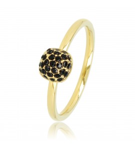 My Bendel Picolo ring met zwarte zirkonia's goud mt. 19 - 3221750