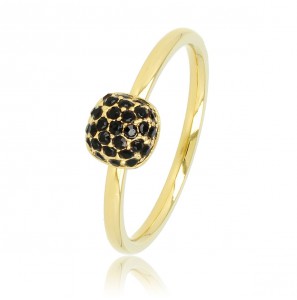 My Bendel Picolo ring met zwarte zirkonia's goud mt. 19 - 3221750