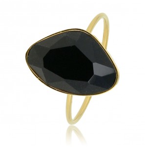 My Bendel Picolo ring met zwarte steen goud mt. 18 - 3221781