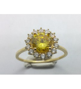 Goud dames ring antourage zirkonia's en gele zirkonia  mt. 17¼ - 3221897