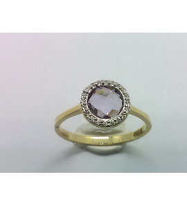 Goud dames ring antourage zirkonia's en amathist  mt. 18 - 3221888