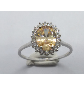 Goud wit dames ring antourage zirkonia's en champ. zirkonia  mt. 18¢ - 3221891