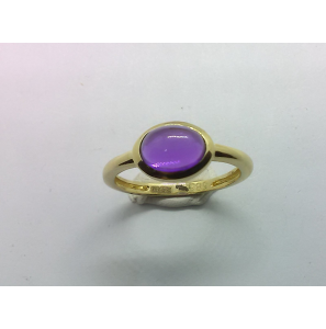 Goud dames ring met Amathist cab. ovaal 6x8 mm mt. 17¢ - 3221880