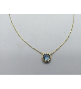 Goud anker collier 0,8 mm 43-45 cm met blauw topaas - 3221906