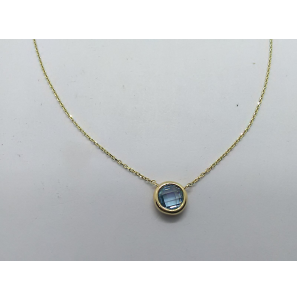 Goud anker collier 0,8 mm 43-45 cm met blauw topaas - 3221906