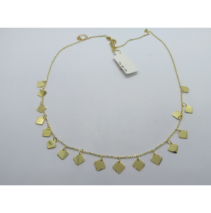 Goud anker collier 0,8 mm 43-45 cm met 13x vierkante hangers - 3221910