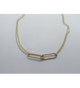 Goud anker collier dubbel 1.0 mm met peperclip schakels 42+3 cm - 3221915