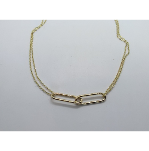 Goud anker collier dubbel 1.0 mm met peperclip schakels 42+3 cm - 3221915