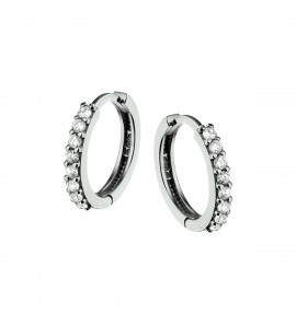 Goud wit klap-creolen 13 x 1.5 mm vol zirkonia - 3221935