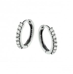 Goud wit klap-creolen 13 x 1.5 mm vol zirkonia - 3221935