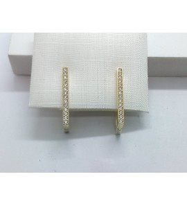 Goud klap-creolen rechthoek 17.5x9.5 mm met zirkonia - 3221936