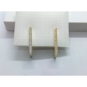 Goud klap-creolen rechthoek 17.5x9.5 mm met zirkonia - 3221936