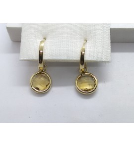 Goud klap-creolen 13x1.6 mm met hanger 9 mm citrien - 3221939