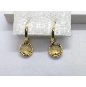 Goud klap-creolen 13x1.6 mm met hanger 9 mm citrien - 3221939