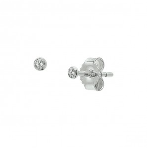 Goud wit oorknop met zirkonia 3.4 mm - 3221945