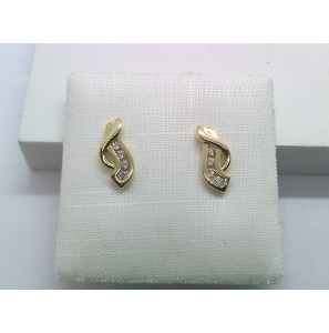 Goud oorknop fantasie met zirkonia's - 3221946