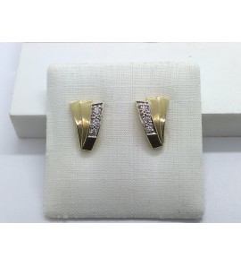 Goud oorknop fantasie met zirkonia's - 3221947