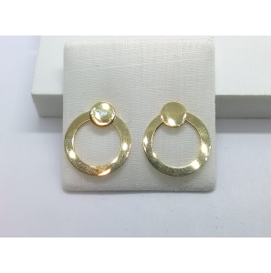 Goud oorknop fantasie rondje open cirkel - 3221948