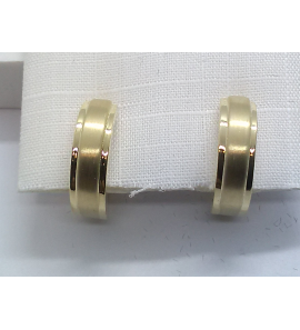 Goud klap-creolen glans/mat 14 x 4 mm - 3221959