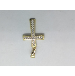 Goud hanger kruis met zirkonia's 20 x 14 mm - 3221973