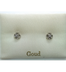 Goud wit oorknop spiegelchaton met 2 x 0.02 crt. - 3221994