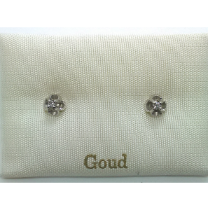 Goud wit oorknop spiegelchaton met 2 x 0.02 crt. - 3221994