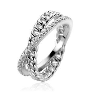 ZINZI zlv. ring cross-over gourmet/zirconia's mt 56 - 3221998