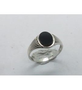 Zilver ring ovaal met onix 9x6 mm mt. 18¼ - 3222094