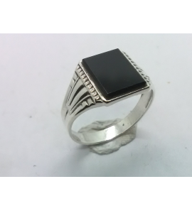 Zilver heren ring rechthoek met onix 11.5x9 mm mt 19¾ - 3222095