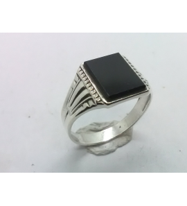 Zilver heren ring rechthoek met onix 11.5x9 mm mt 20 - 3222096