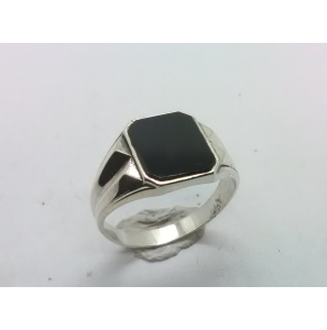 Zilver heren ring achtkant met onix 12x9  mm mt 18½ - 3222100